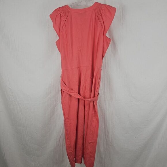 Gal Meets Glam Size 16 Saffron Flutter Sleeve Crop Jumpsuit Tie Waist PLUS - Picture 6 of 12